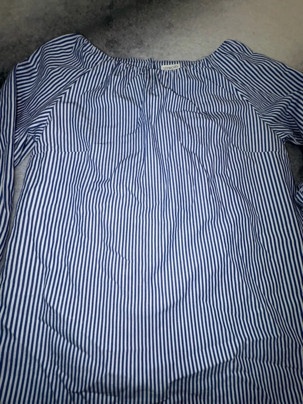 (A1) Crewcuts J.Crew Girls Blue‎ & White Striped Tie-Sleeve Blouse Top Size 12